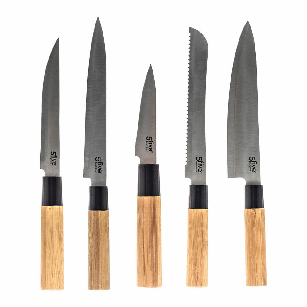 5five Simply Smart Knife Block Bamboo equipped with 6 pieces, with knives, bamboo, steel, 151357