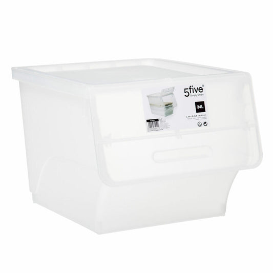 5five Simply Smart Aufbewahrungsbox mit Frontklappe, PP-Kunststoff, Transparent, 34 Liter, 173616