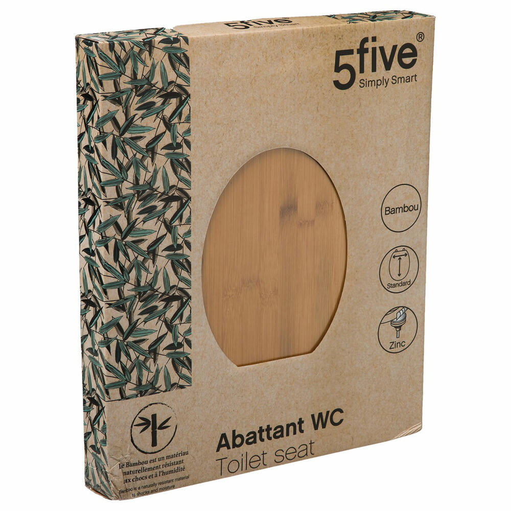 5five Simply Smart WC-Sitz Bamboo, Toilettensitz , Bambus, Zink, Braun, 174549