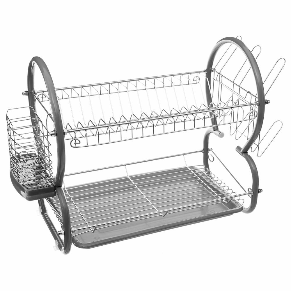 5five Simply Smart Dish Drying Rack, Dishwashing Rack, Plastic, Metal, Gray, 146478