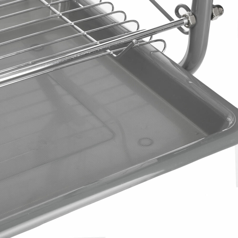 5five Simply Smart Dish Drying Rack, Dishwashing Rack, Plastic, Metal, Gray, 146478