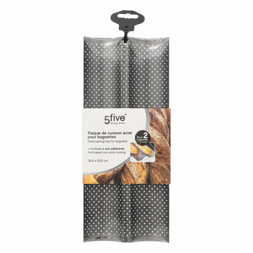 5five Simply Smart Brotbackform für 2 Baguettes, Metall, PTFE-Beschichtung, Schwarz, 747062A