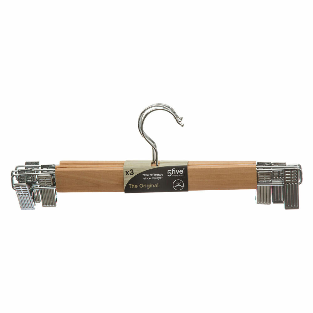 5five Simply Smart 3 Kleiderbügel mit Metallklammern, Holz, Stahl, Beige, 151518C