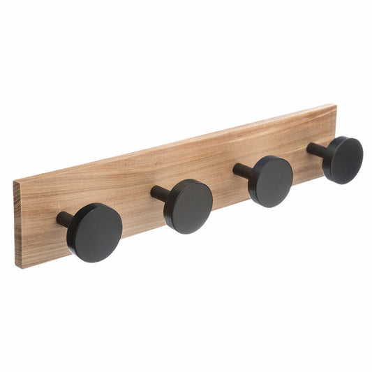 5five Simply Smart Wandgarderobe mit 4 Haken, Kiefernholz, MDF, Braun, Schwarz, 40 cm, 151556A