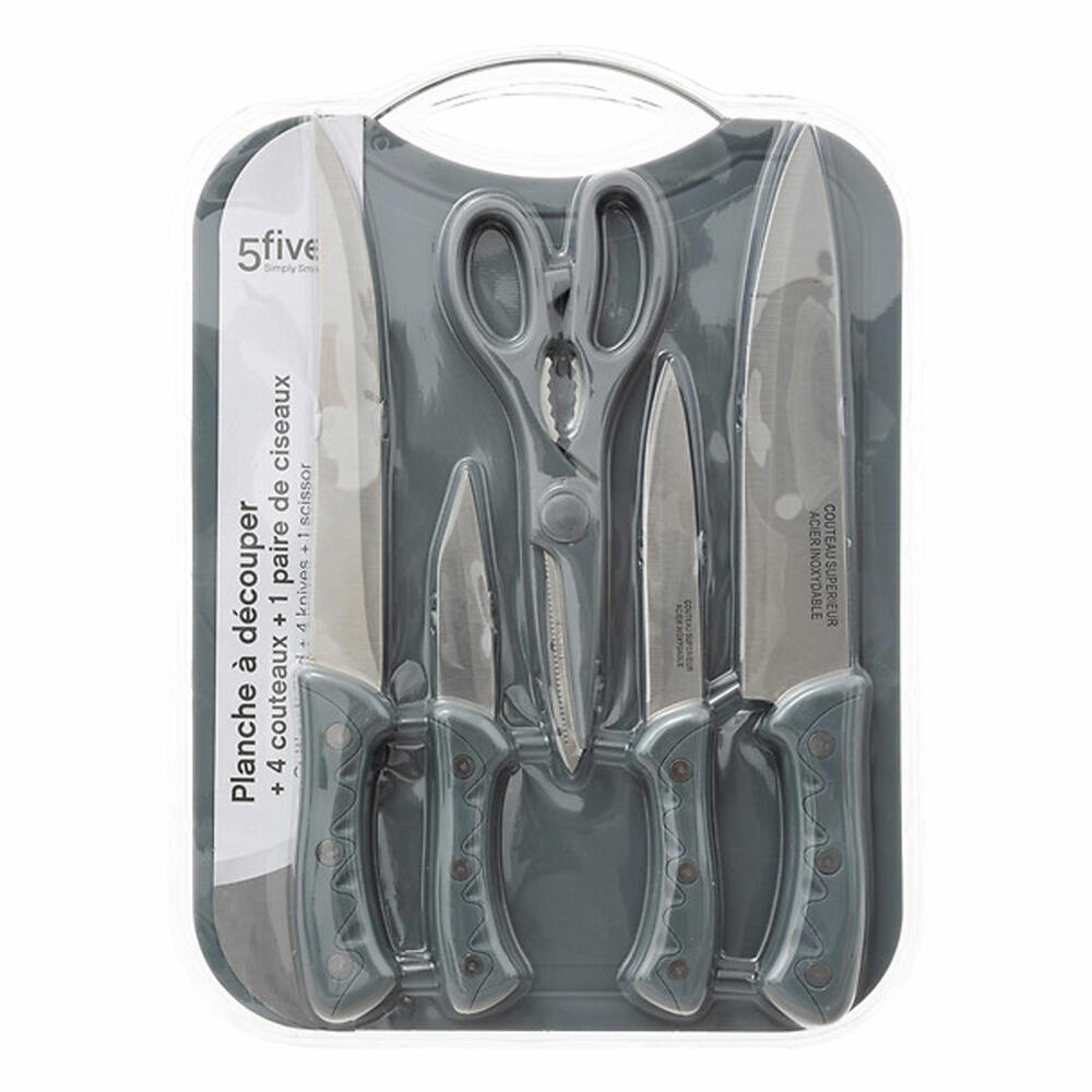 5five Simply Smart cutting board set 6-piece with accessories, PP plastic, stainless steel, grey, 34 x 25 cm, 673724851
