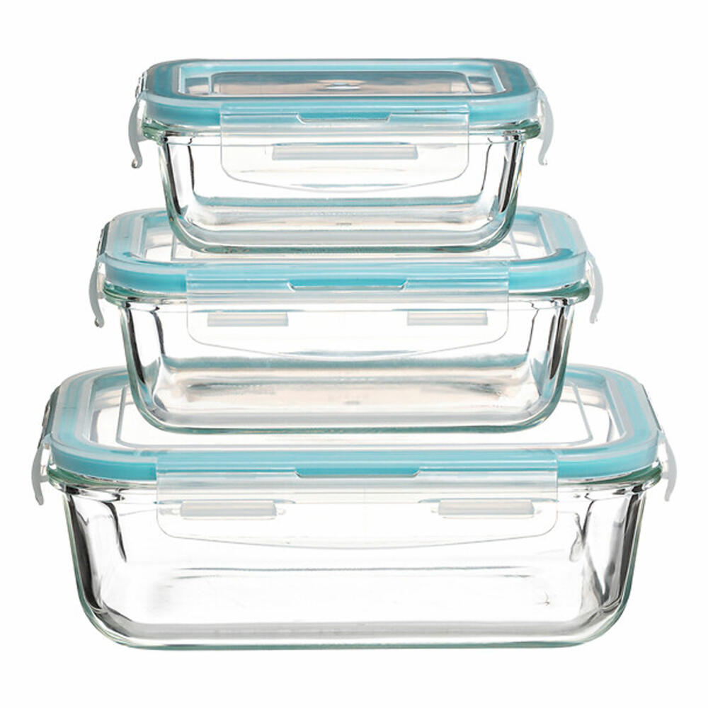 5five Simply Smart food storage container set Clipeat S 3-piece, glass, plastic, blue, 169281