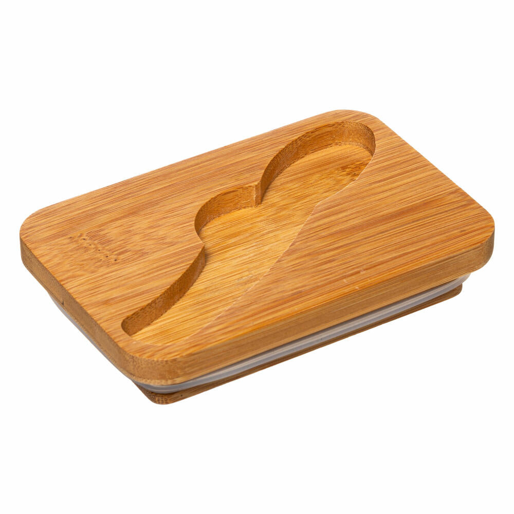 5Five Simply Smart butter dish with spreading knife, butter dish, ceramic, bamboo, 13.5 x 9.3 cm, 179609
