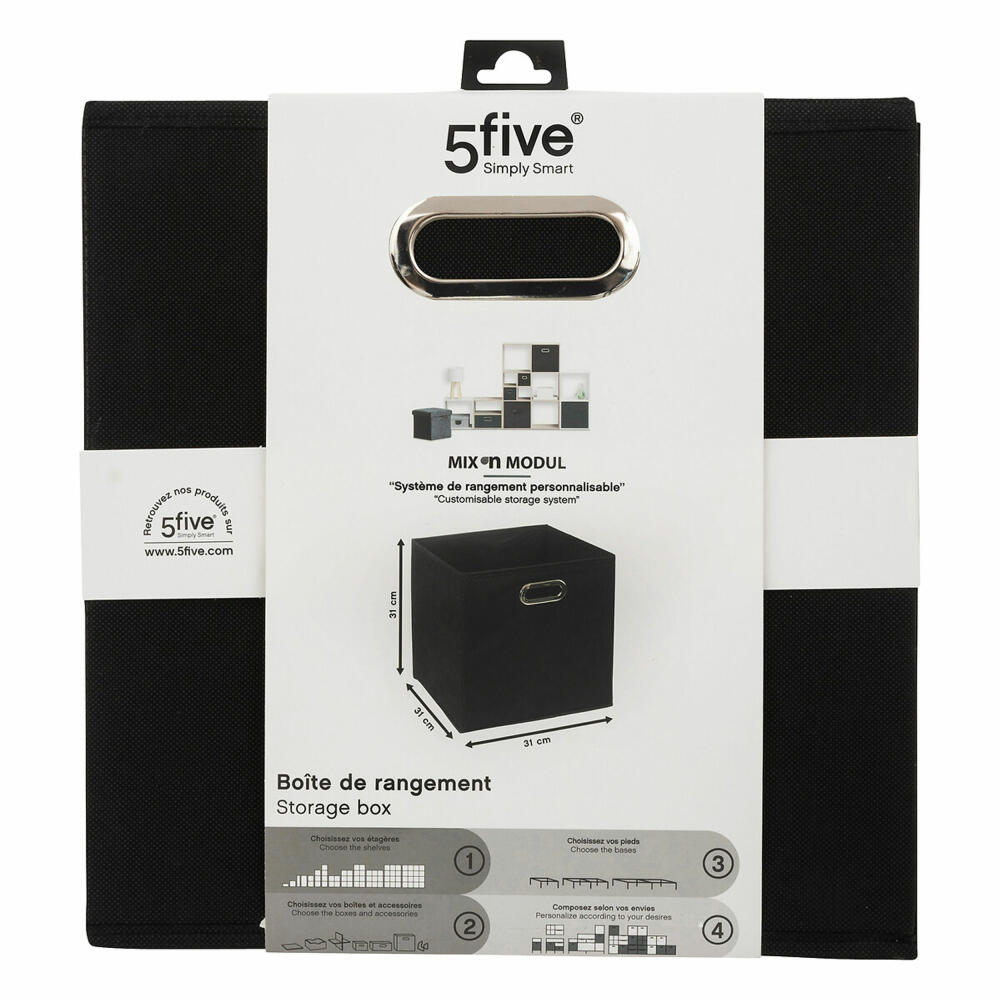 5five Simply Smart Aufbewahrungskorb Mix N Modul, Pappe, PP-Kunststoff, Schwarz, 31 x 31 cm, 138885J