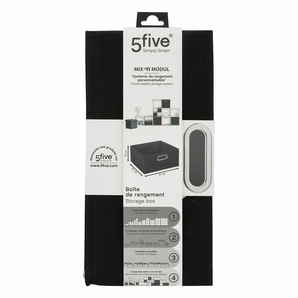 5five Simply Smart Aufbewahrungskorb Mix N Modul, Pappe, PP-Kunststoff, Schwarz, 31 x 15 cm, 138886J