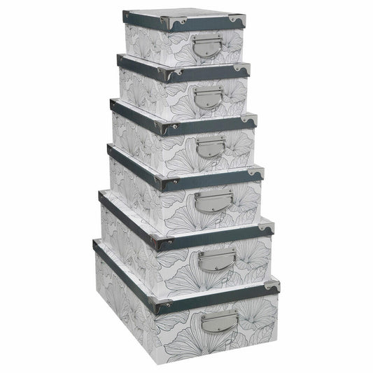 5 Five Simply Smart storage box set Delicat 6-piece, with floral pattern, cardboard, stainless steel, 181201