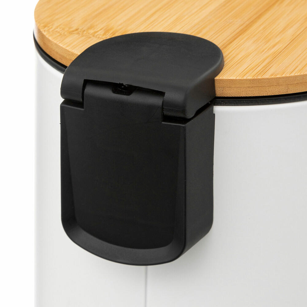 5five Simply Smart Abfalleimer Modern Color Soft Close, Kosmetikeimer, Metall, Bambus, Kunststoff, Weiß, 3 Liter, 174572G