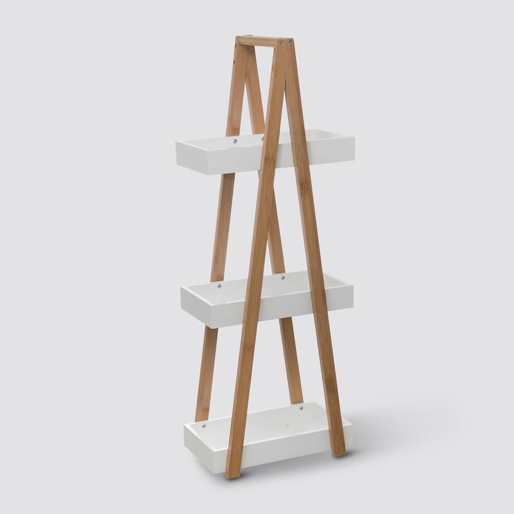 5five Simply Smart Shelf Natureo with 3 levels, Etagere, Bamboo, MDF, White, 82 cm, 160851