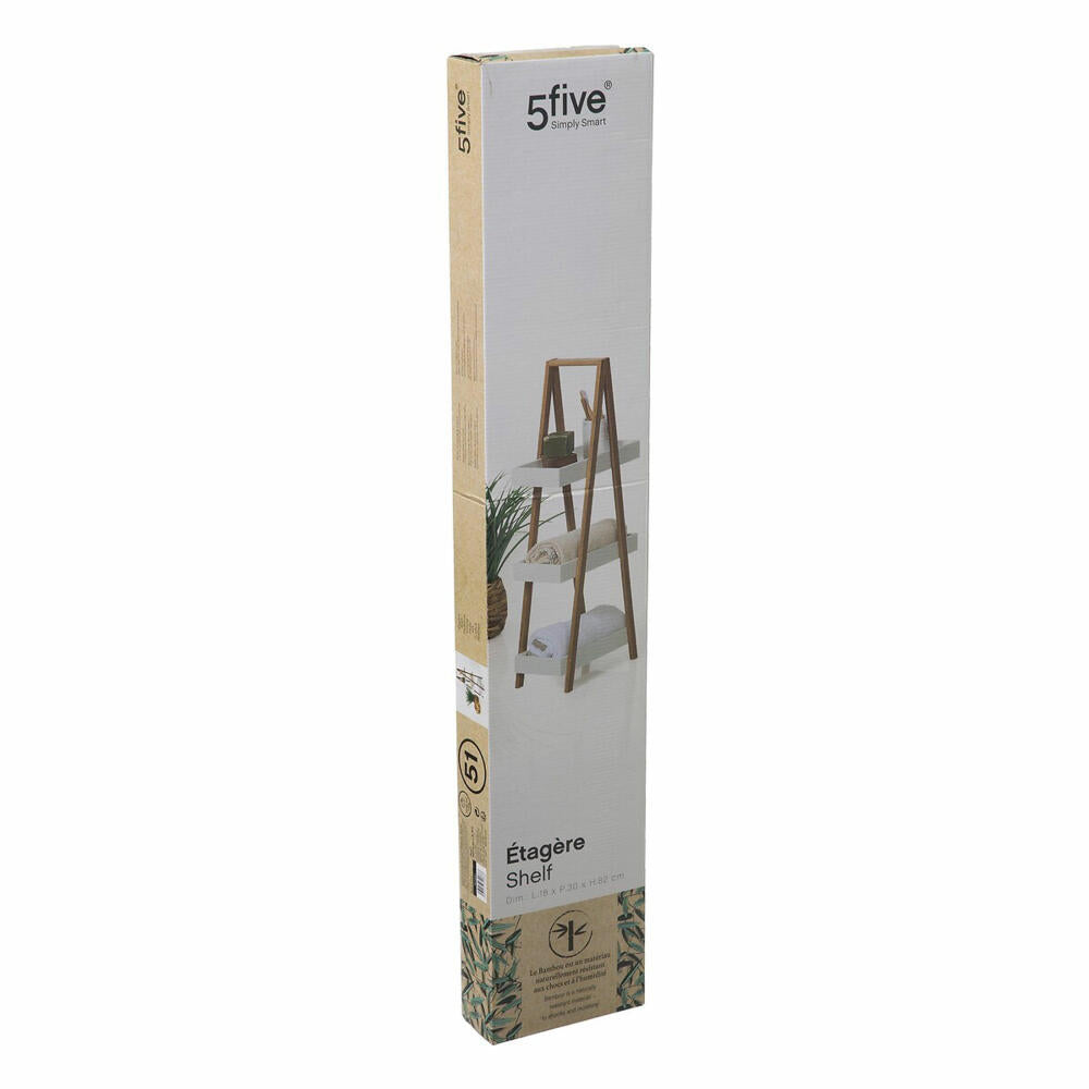 5five Simply Smart Shelf Natureo with 3 levels, Etagere, Bamboo, MDF, White, 82 cm, 160851