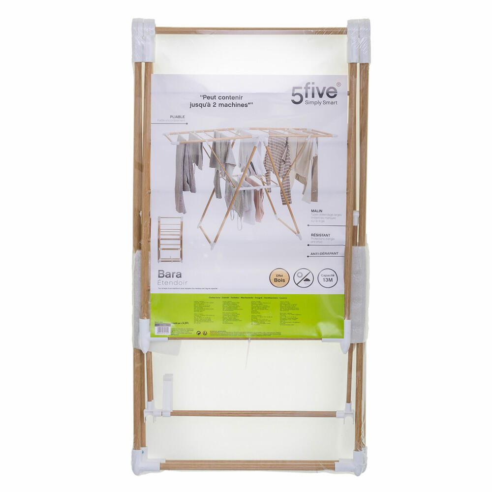 5five Simply Smart Klappbarer Wäscheständer Bara Holzoptik, Kunststoff, Stahl, Braun, 13 M, 157389