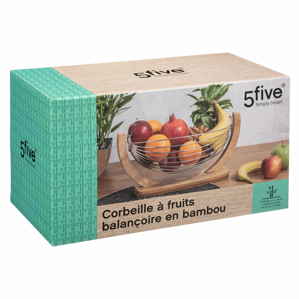 5five Simply Smart fruit basket with swing suspension, bamboo, metal, 36 x 21 cm, 100179
