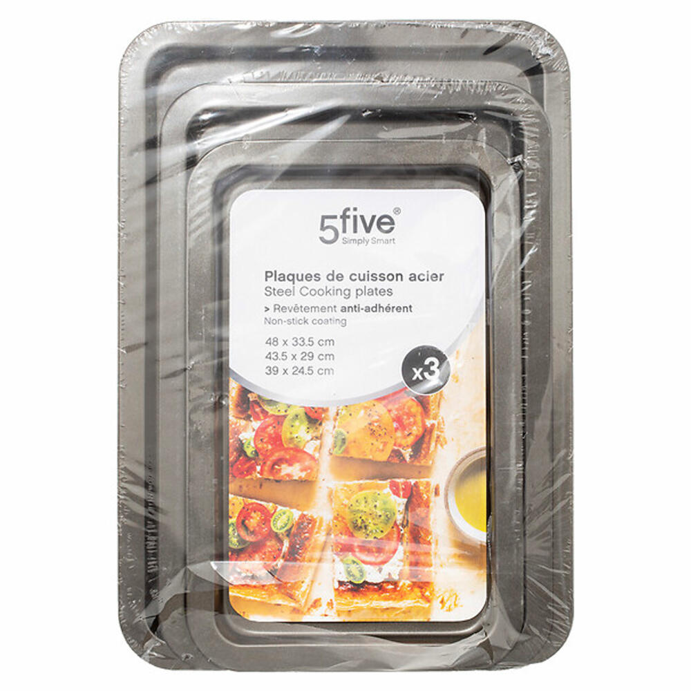 5five Simply Smart Backblech-Set 3-tlg., Kochplatten, Metall, Dunkelgrau, 100146