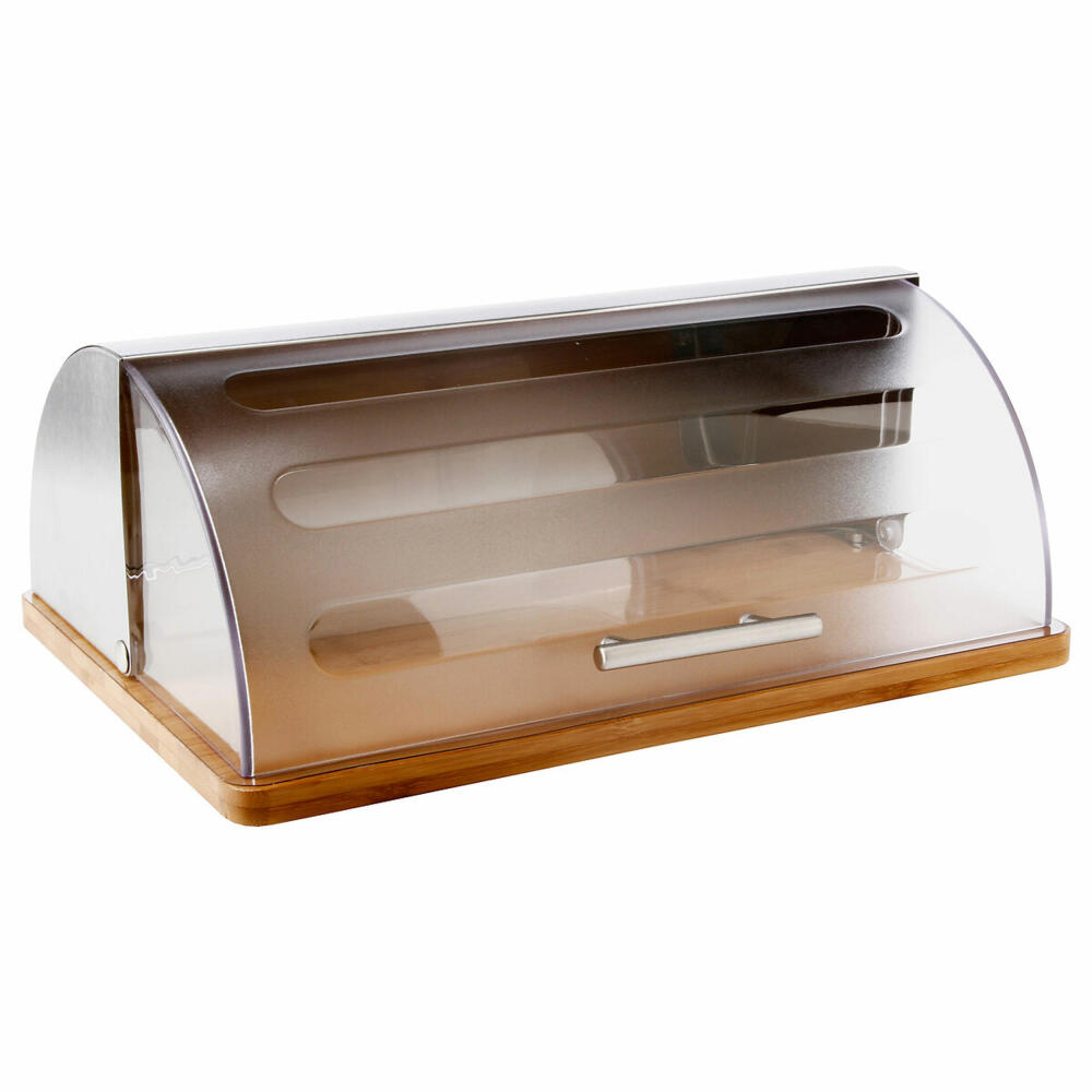 5Five Simply Smart roll-up bread bin, bread bin with roll-up lid, bamboo, plastic, stainless steel, 39 x 27 cm, 103601