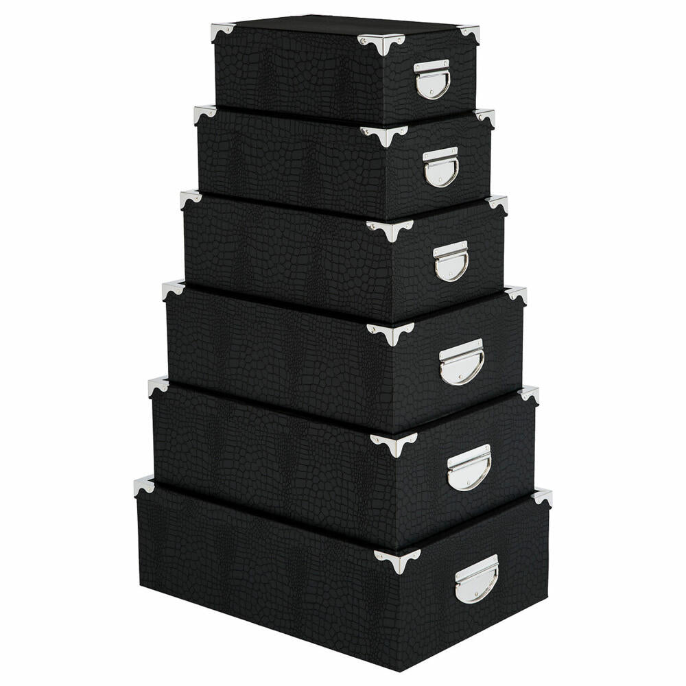 5 Five Simply Smart storage box set 6 pcs., crocodile texture, cardboard, metal, gray, 105319