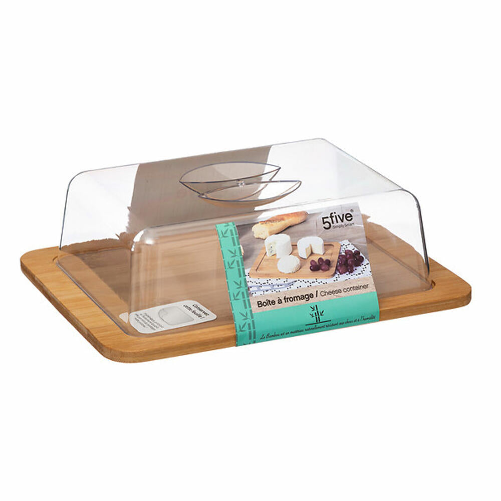 5five Simply Smart cheese cover, cheese box, bamboo, plastic, transparent, 26 x 20 cm, 111534