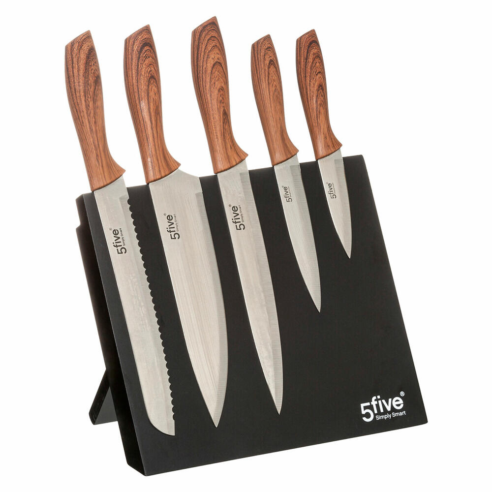 5five Simply Smart magnetic knife block, 6-piece, with knives, knife rack, MDF, steel, plastic, black, 151241
