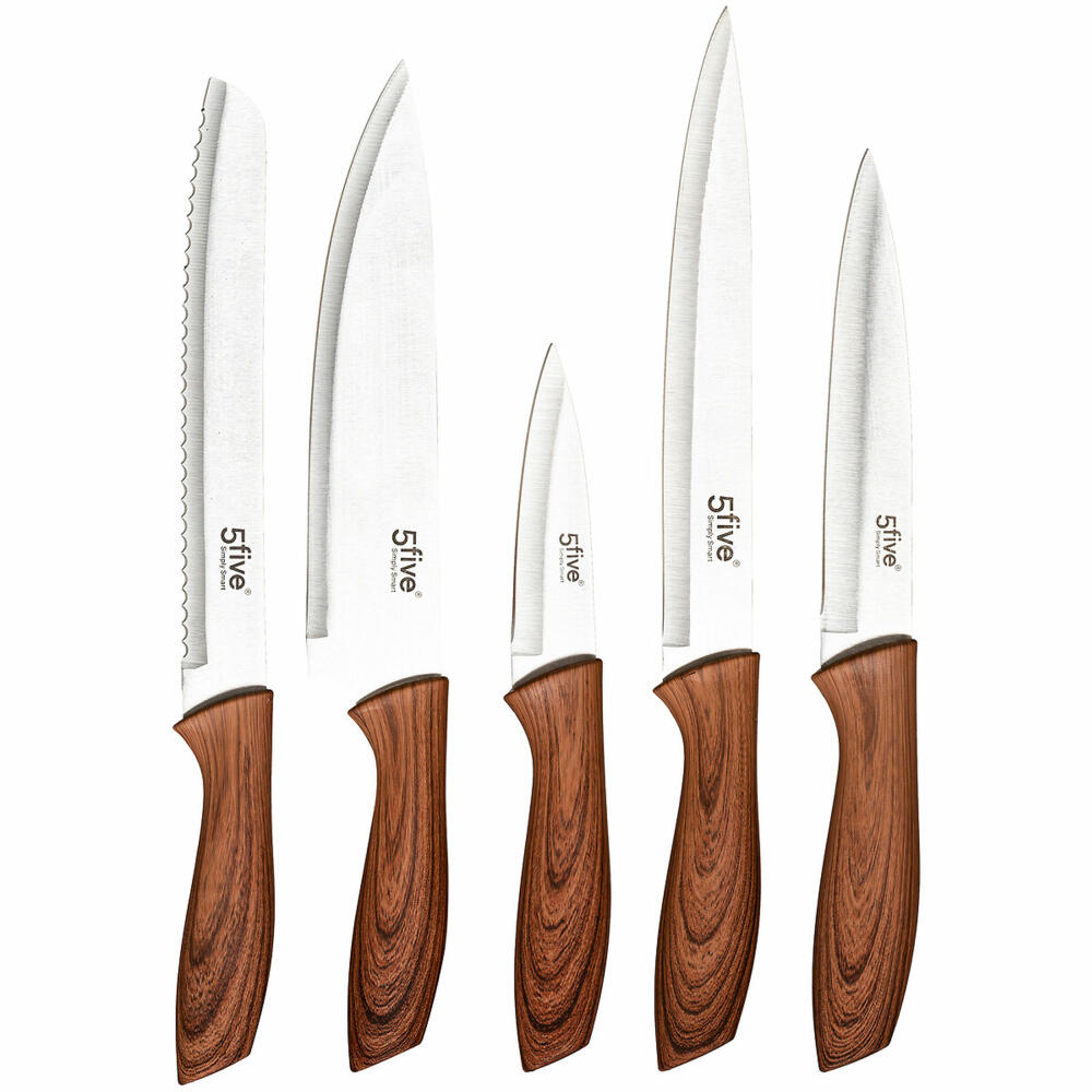 5five Simply Smart magnetic knife block, 6-piece, with knives, knife rack, MDF, steel, plastic, black, 151241