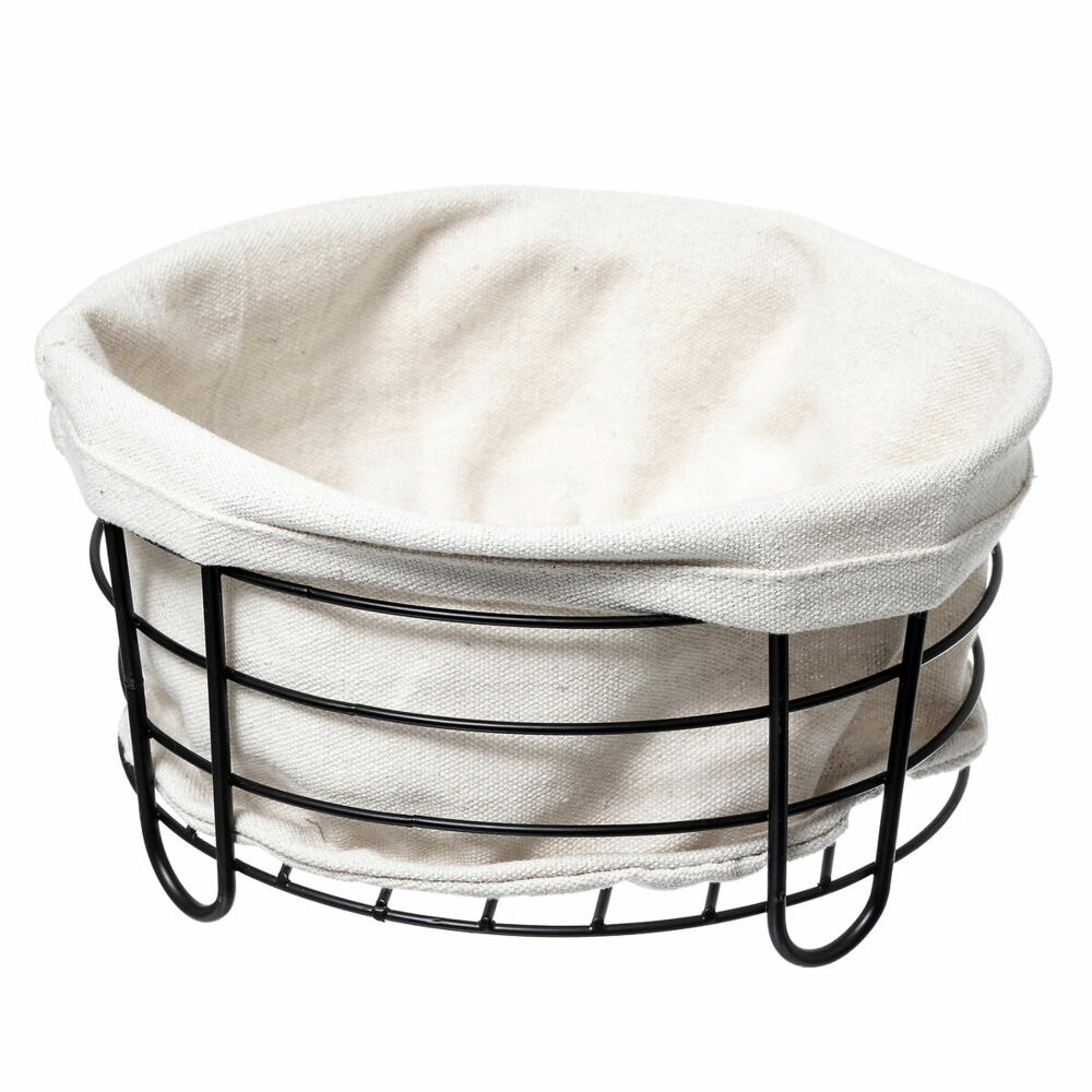 5five Simply Smart Bread Basket Bistro with Fabric Bag, Storage Basket, Steel, Textile, 22 cm, 166287B