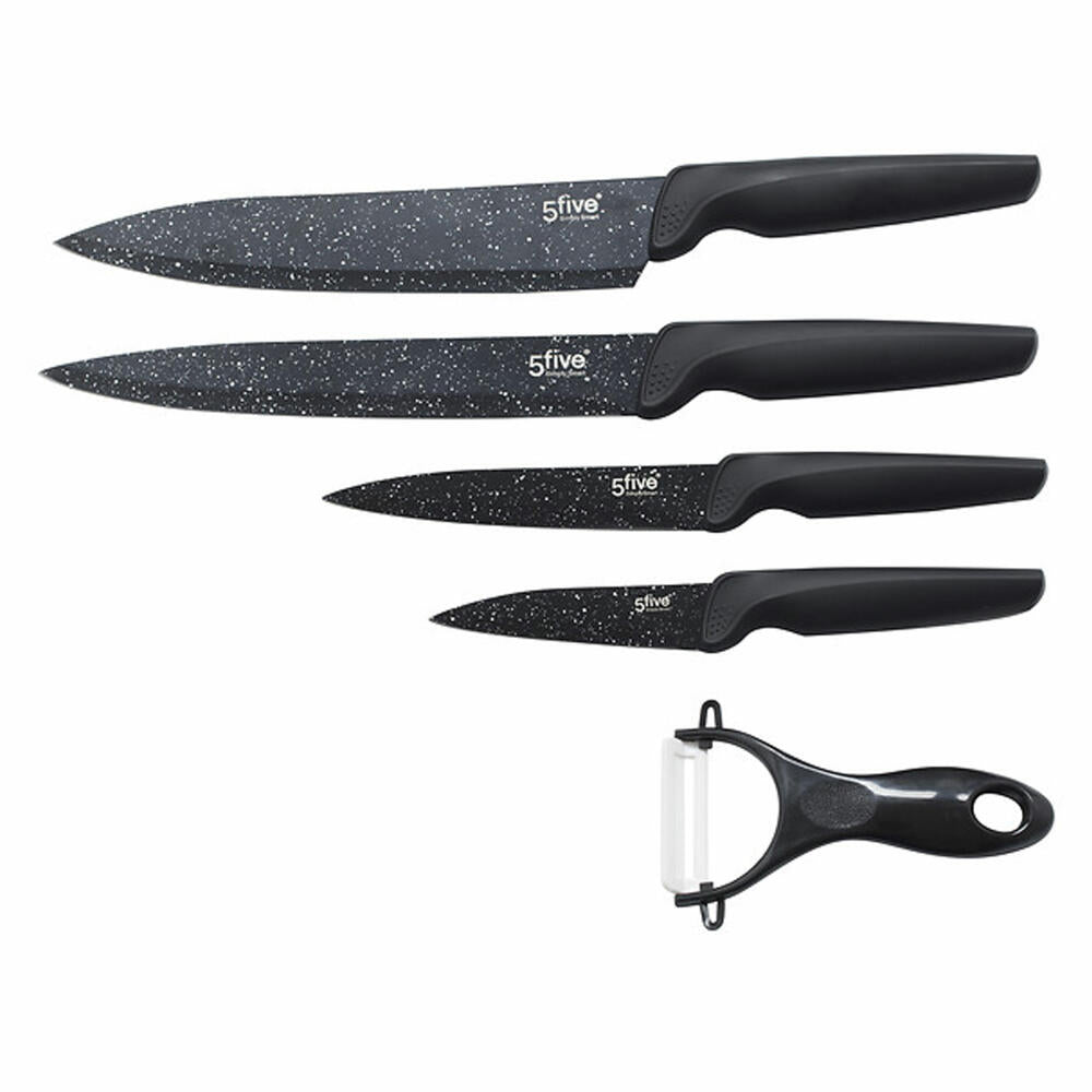 5five Simply Smart Messerset Caractere 5-tlg. mit Schäler, Edelstahl, Kunststoff, Keramik, Schwarz, 151268