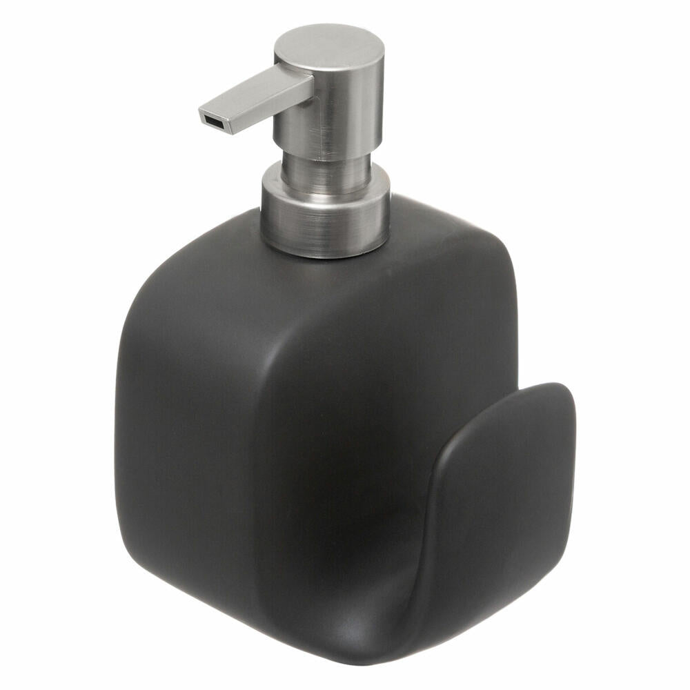 5five Simply Smart soap dispenser with dishwashing sponge, stoneware, plastic, black, 400 ml, 167782