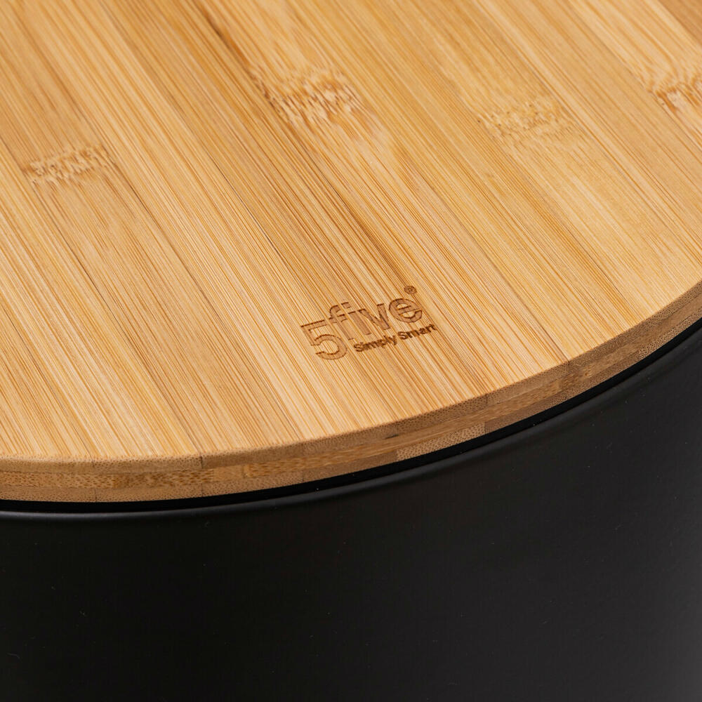 5five Simply Smart Abfalleimer Modern Color, Stahl, Bambus, Kunststoff, Schwarz, 30 Liter, 164646A