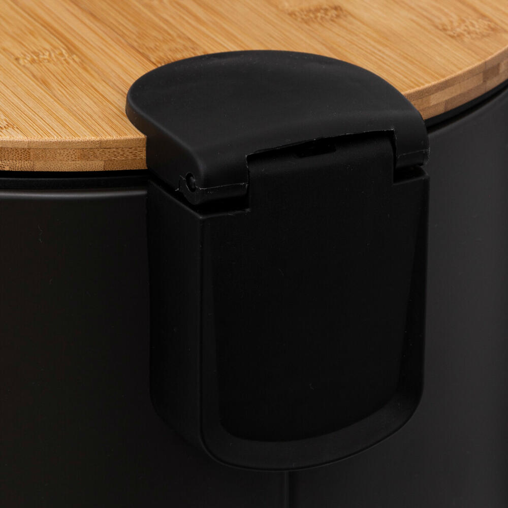 5five Simply Smart Abfalleimer Modern Color, Stahl, Bambus, Kunststoff, Schwarz, 30 Liter, 164646A