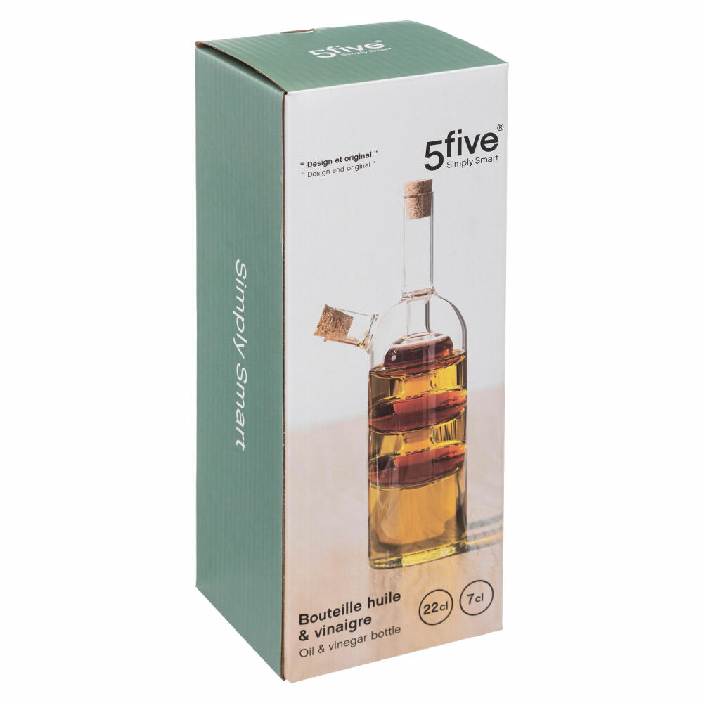 5Five Simply Smart Oil and Vinegar Bottle 2-in-1, Oil Carafe, Vinegar Dispenser, Glass, 0.5 L, 150031