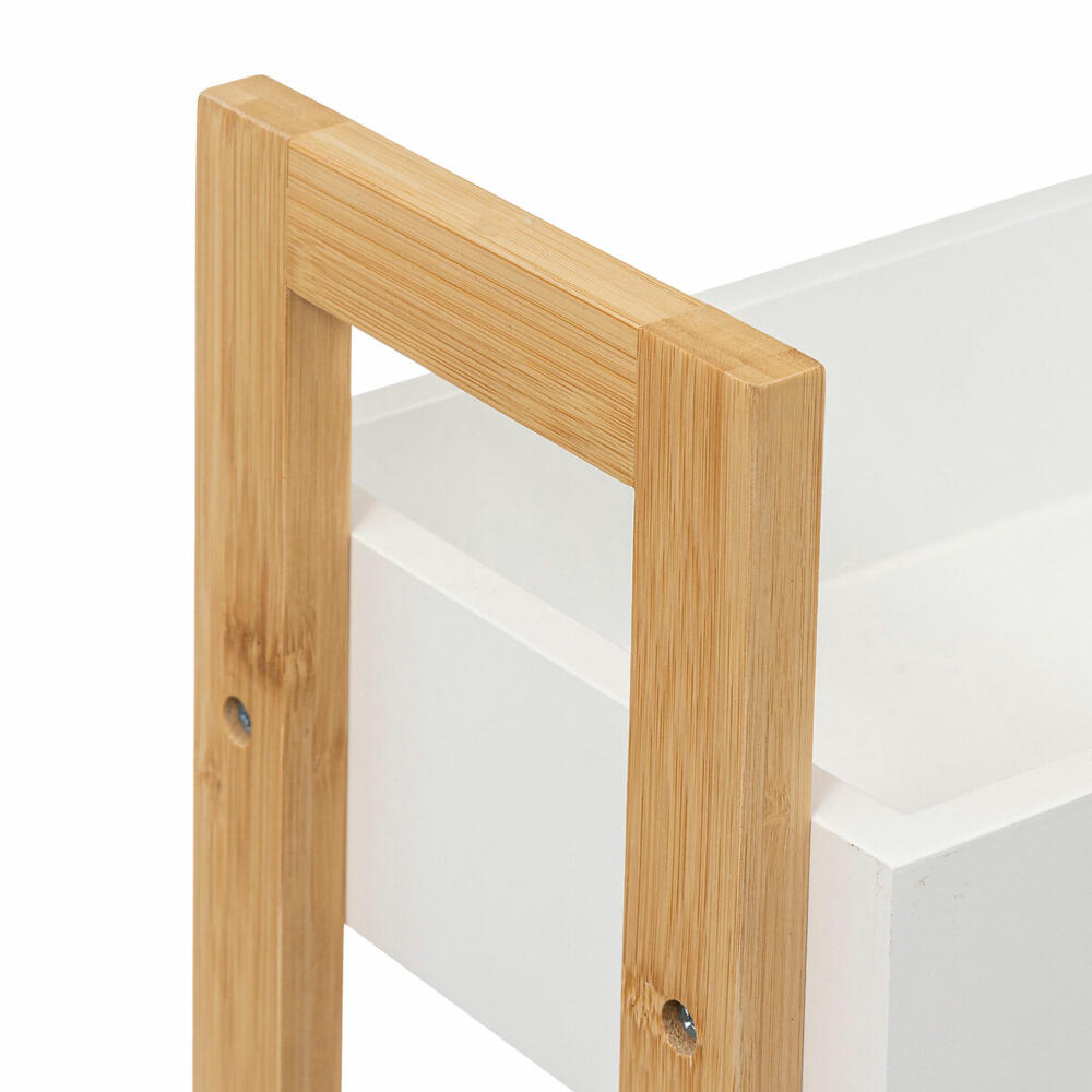 5five Simply Smart Serving Trolley Natureo, Rolling Shelf with 3 Levels, MDF, Bamboo, Plastic, White, 80 cm, 140853