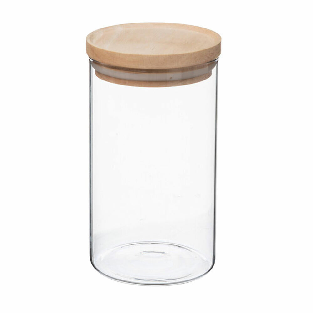 5five Simply Smart preserving jar Hermet, storage jar, glass, rubberwood, transparent, 1 L, 135027
