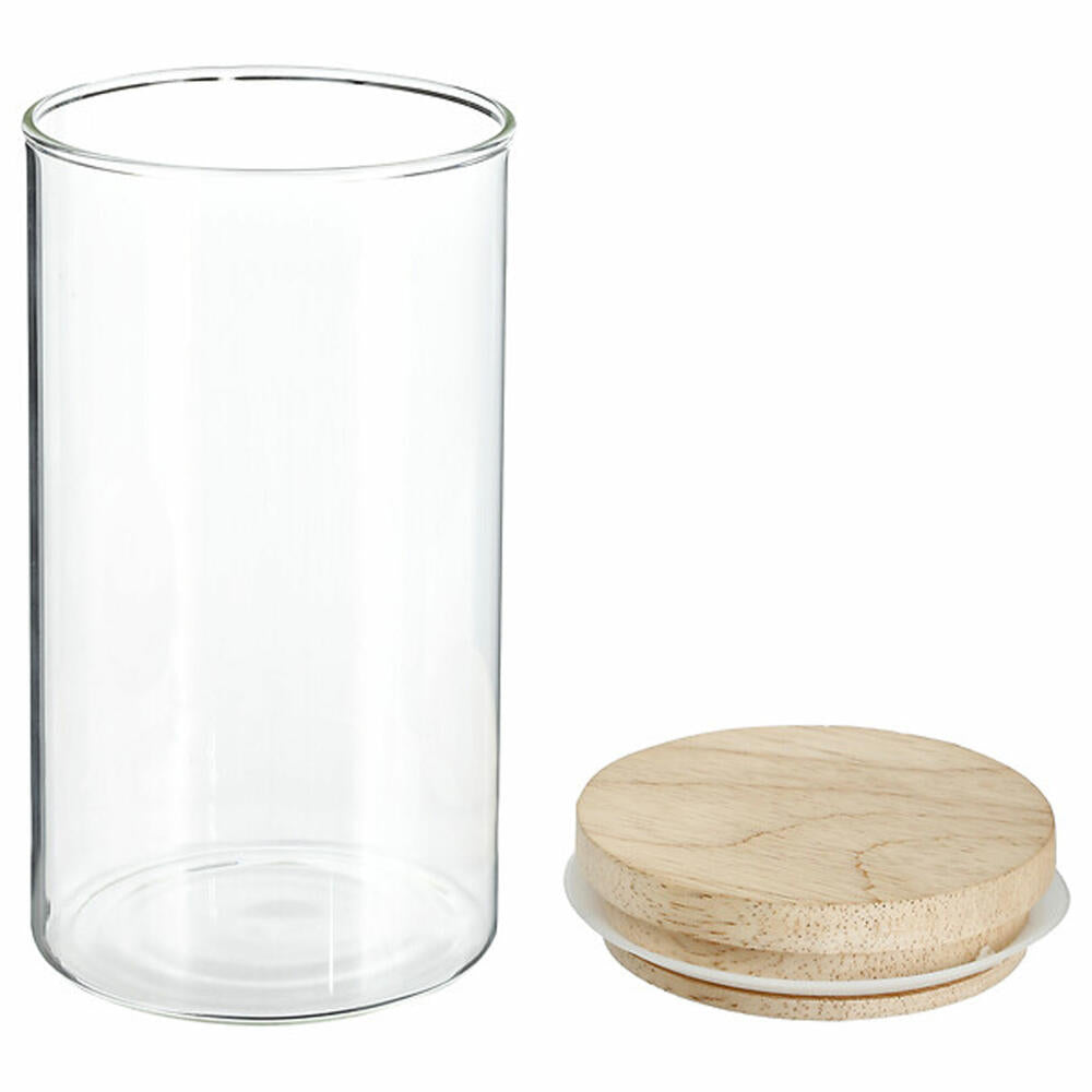 5five Simply Smart preserving jar Hermet, storage jar, glass, rubberwood, transparent, 1 L, 135027