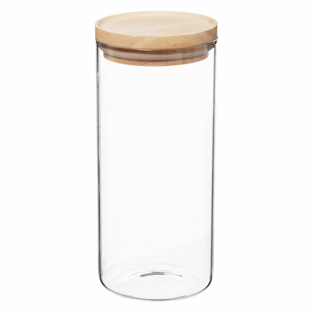 5five Simply Smart preserving jar Hermet, storage jar, glass, rubberwood, transparent, 1.3 L, 135028