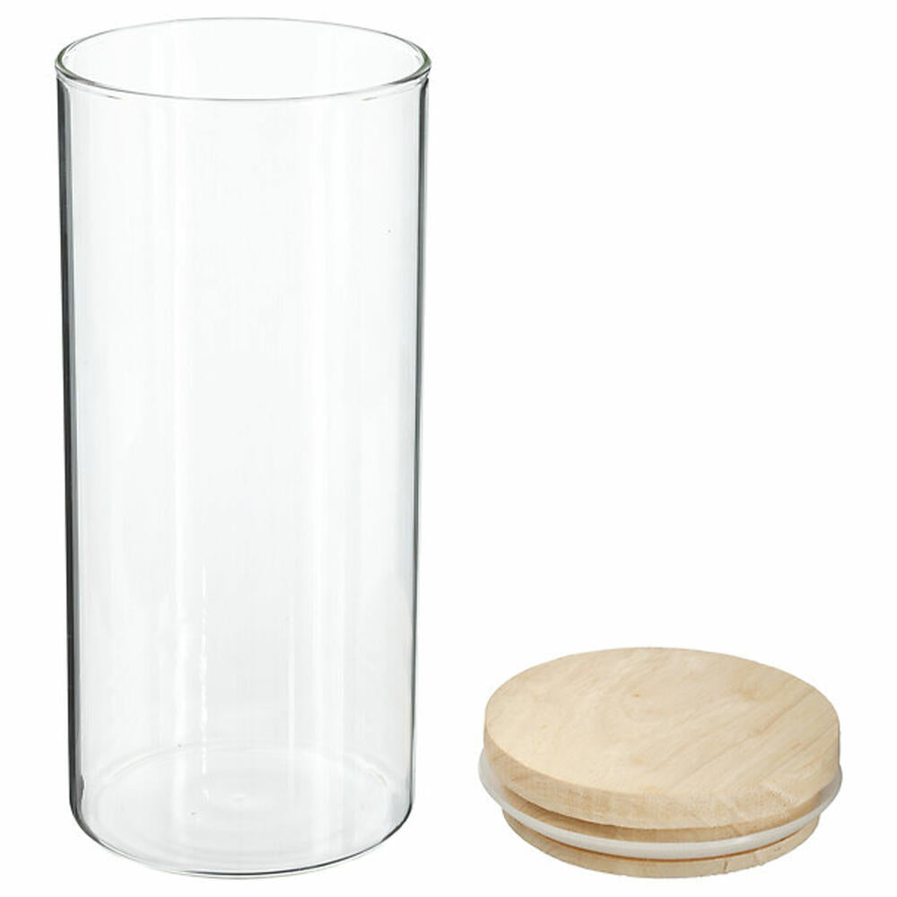5five Simply Smart preserving jar Hermet, storage jar, glass, rubberwood, transparent, 1.3 L, 135028