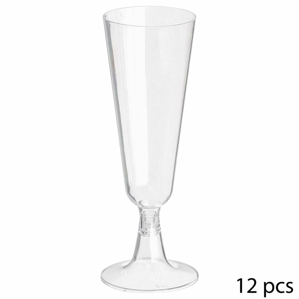 5five Simply Smart Reusable Plastic Champagne Glasses Set of 12, Plastic, Transparent, 150 ml, 122900A