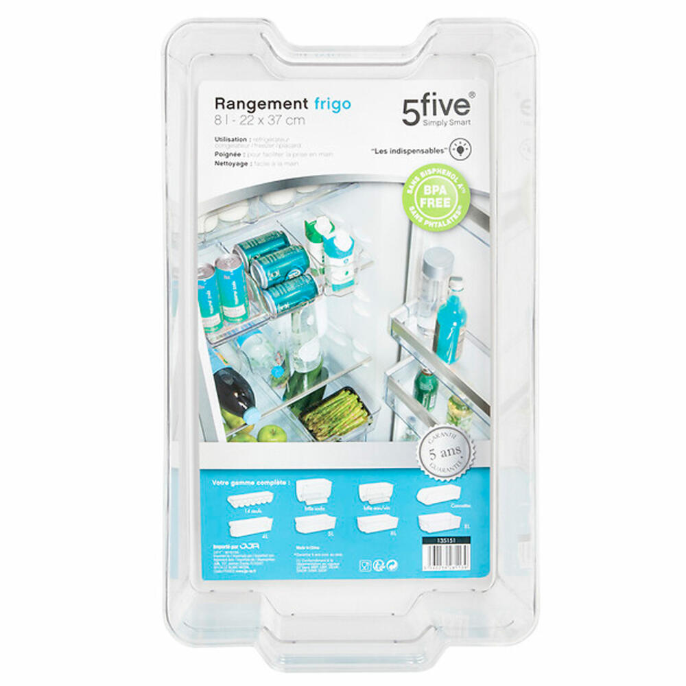 5five Simply Smart Refrigerator Storage Box Smart Fridge, PET plastic, Transparent, 8 L, 135151