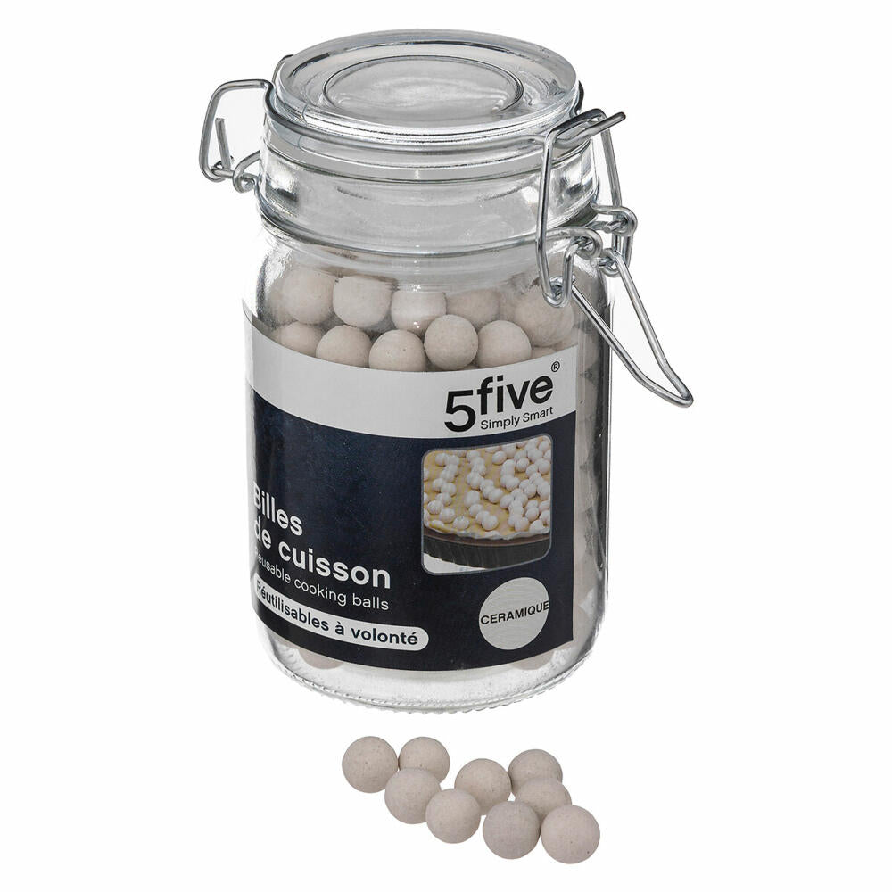 5five Simply Smart Backmurmeln im Glas, wiederverwendbare Backperlen, Keramik, Glas, Weiß, 119540