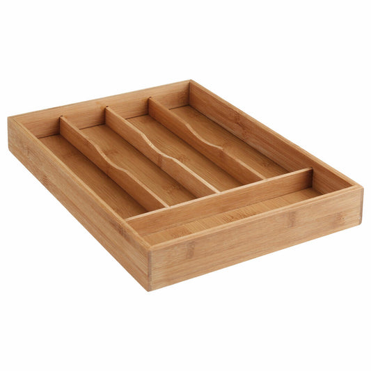 5Five Simply Smart Cutlery Organizer, Cutlery Drawer Insert with 5 Compartments, Bamboo, 34 x 25 cm, 115242