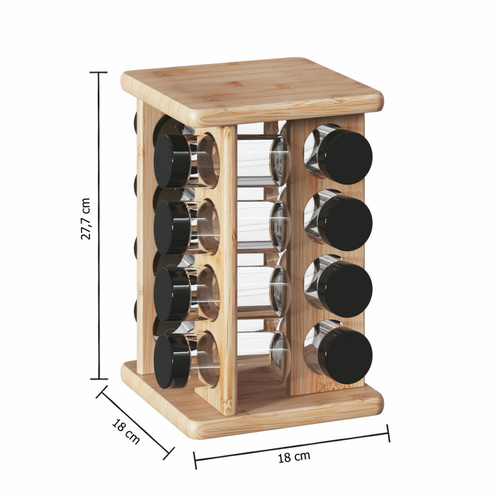 5Five Simply Smart Bambus-Gewürzkarussell, mit 16 Gewürzdosen aus Glas, 27.7 cm, 124572