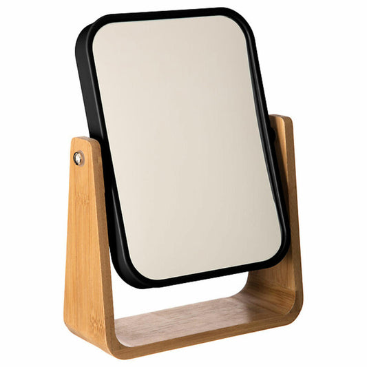 5five Simply Smart Kosmetikspiegel Natureo Black, Schminkspiegel, Glas, Bambus, Kunststoff, Schwarz, 16 x 22 cm, 140751N