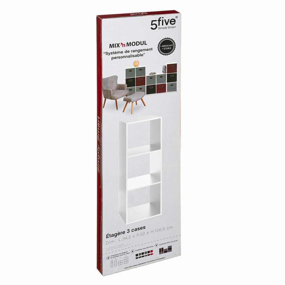 5five Simply Smart Shelf Mix N Module 3x1, Wood Chips, White, 100.5 x 34.5 cm, 138907C