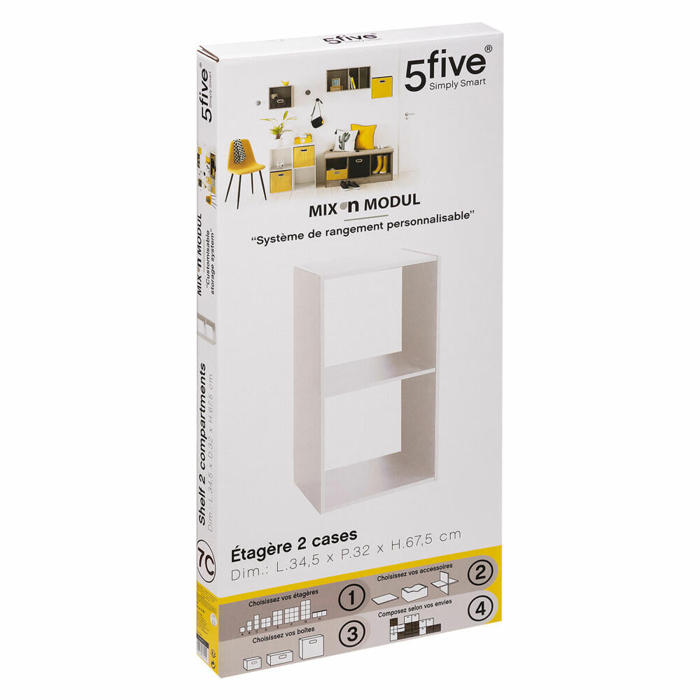 5five Simply Smart Shelf Mix N Module 2x1, Wood Chips, White, 34.5 x 67.5 cm, 138967C