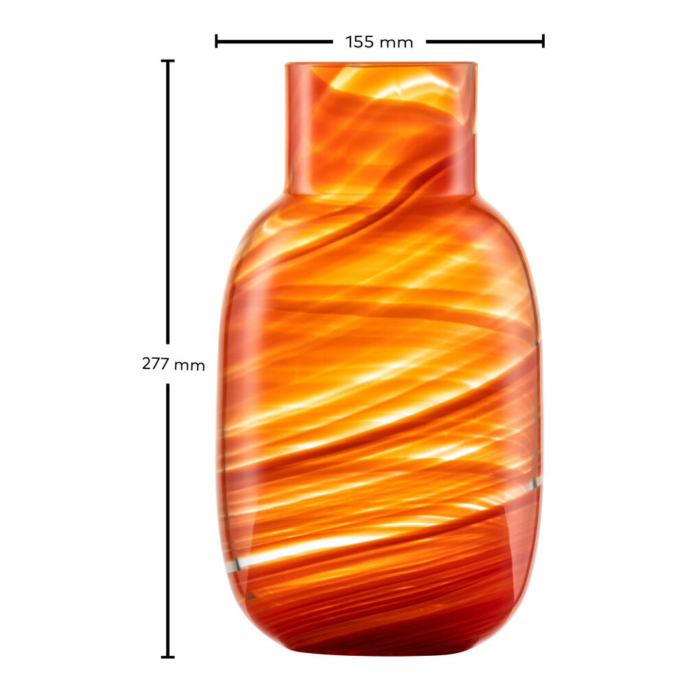 Zwiesel Glas Handmade Vase Coral Waters L, Kristallglas, Korallenrot, 123434