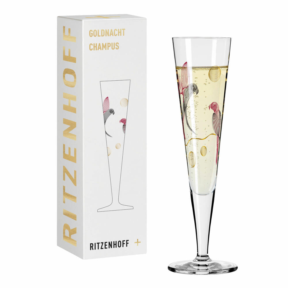 Ritzenhoff Champagne Glass Goldnacht Champagne 016, Christine Kordes, Crystal Glass, 205 ml, 1071016