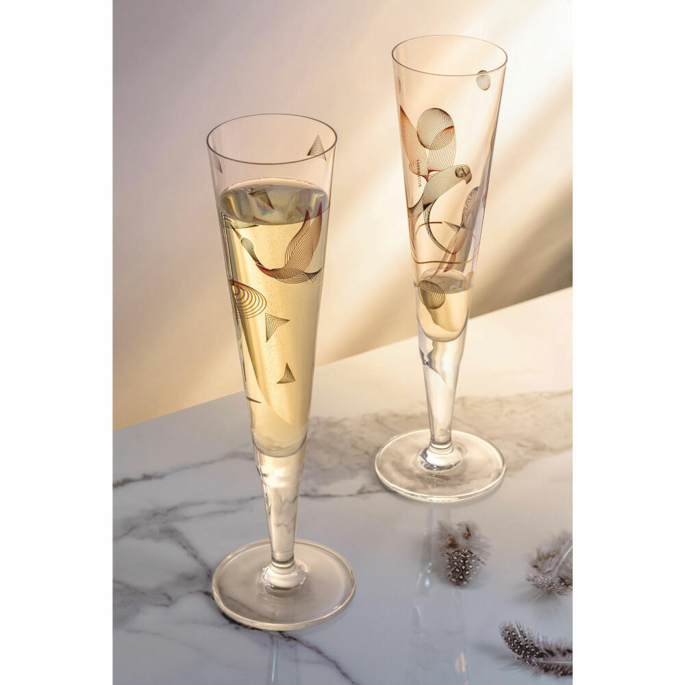 Ritzenhoff Champagne Glass Goldnacht Champagne 016, Christine Kordes, Crystal Glass, 205 ml, 1071016