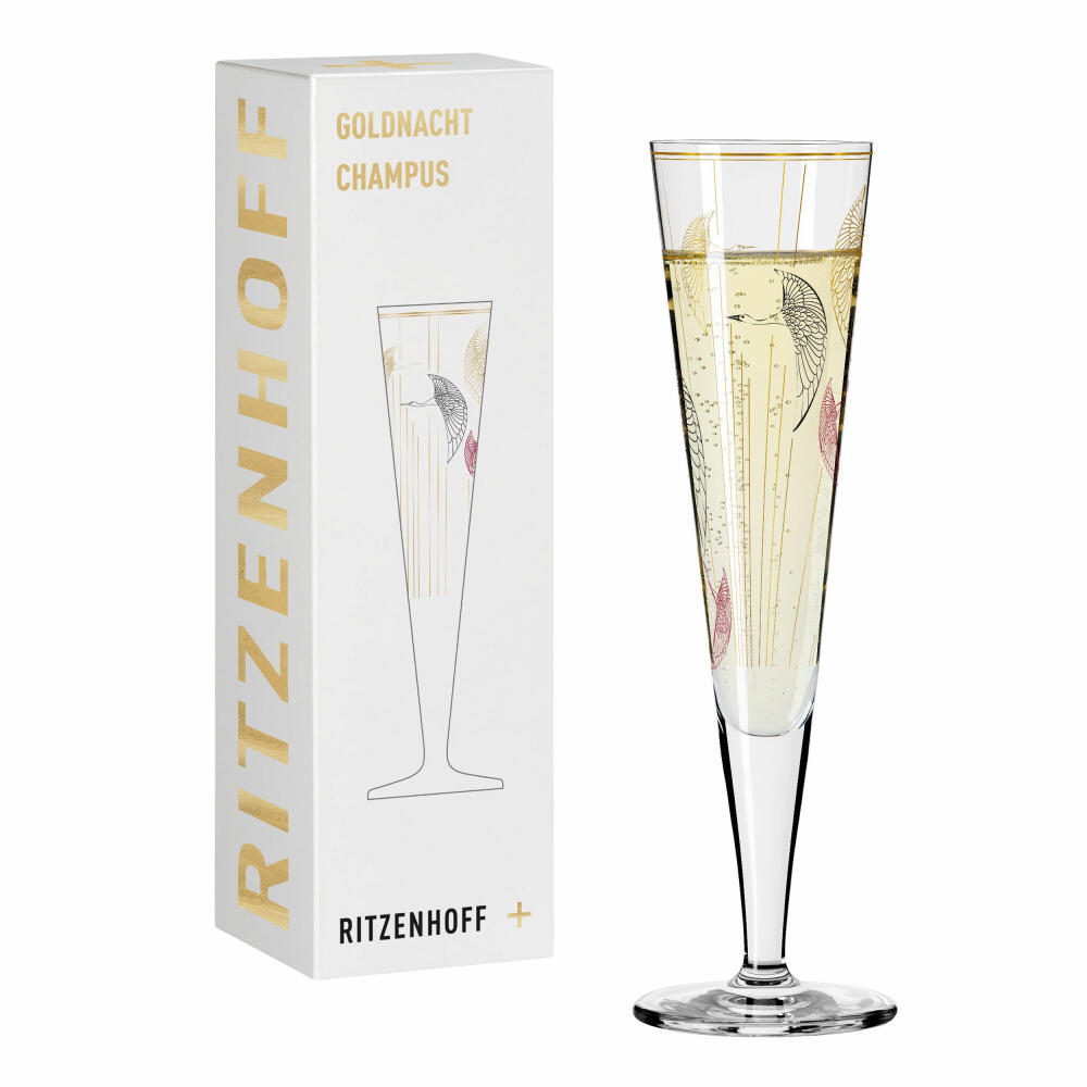 Ritzenhoff champagne glass Goldnacht Champagne 018, Concetta Lorenzo, crystal glass, 205 ml, 1071018