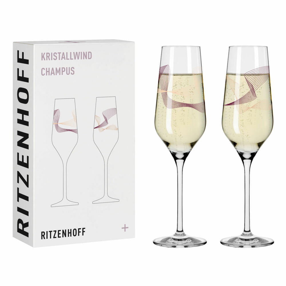 Ritzenhoff champagne glass Kristallwind Champagne set of 2 001, champagne glass, Romi Bohnenberg, crystal glass, 250 ml, 3711001