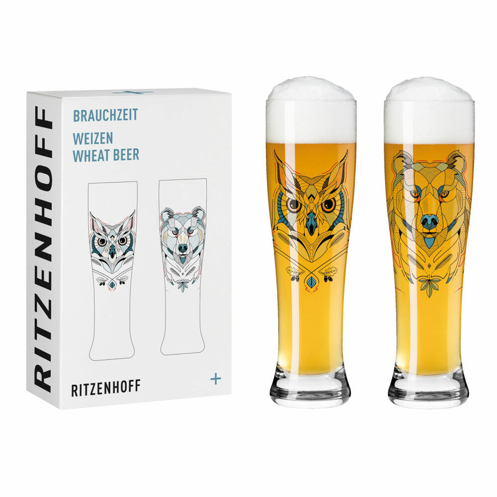 Ritzenhoff Weizenbiergläser Brauchzeit Weizen 2er-Set 001, Weizenglas, Andreas Preis, Glas, 646 ml, 3481001
